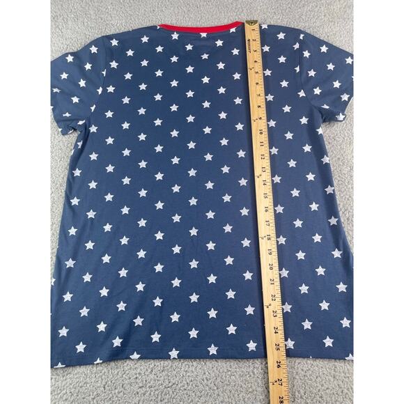 Eddie Bauer Shirt Womens Medium Blue Stars American Flag 4th Of July Freedom - Picture 8 of 11